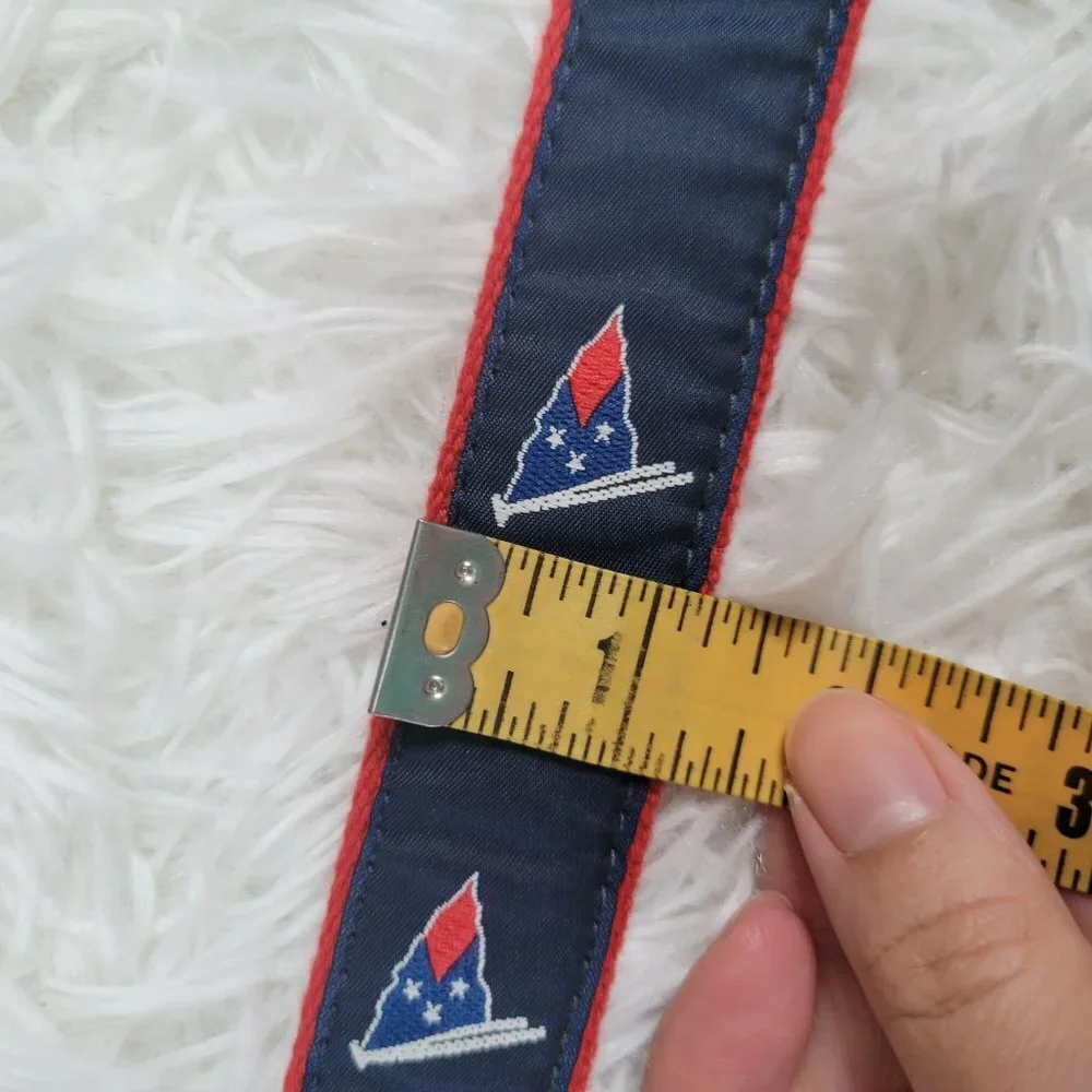 Leather Man Belt Ltd. Handmade In Essex CT Blue Nautical Flag - Size 28